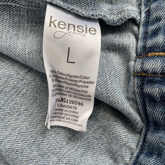 Kensie Jeans Vintage Luxe Denim Vest Stretch Trucker Frayed Size Large New - Picture 10 of 14